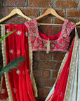 Red and Ivory Multipanel Lehenga Set - red lehenga Sydney