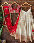 Red and Ivory Multipanel Lehenga Set - red lehenga Sydney