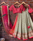 Red and Mehendi Green Lehenga Set - lehenga set