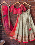 Red and Mehendi Green Lehenga Set - lehenga set