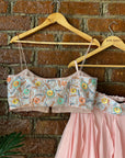 Powder Pink and Grey Ruffle Lehenga Set - ruffle lehenga Canada