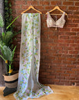 Ivory Hand Painted Organza Saree - ivory saree Canada