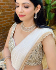 Ivory ruffle Pre-Stitched Saree - saree Australia