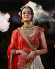 Red and Ivory Multipanel Lehenga Set - red lehenga Sydney