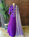 Purple Raw Silk Hand Embroidered Lehenga Set - embroidered lehenga