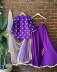 Purple Raw Silk Hand Embroidered Lehenga Set - embroidered lehenga