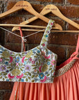 Ivory Swan and Peach Ruffle Lehenga Set - ivory lehenga New Zealand