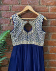 Navy Blue Mirror Work Gown - blue gown Australia