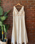 Ivory Gown with Peach Floral Embroidery - indian dress for women