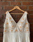 Ivory Gown with Peach Floral Embroidery - indian dress for women