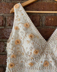 Ivory Gown with Peach Floral Embroidery - indian dress for women