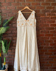 Ivory Gown with Peach Floral Embroidery - indian dress for women