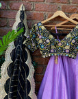 Black and Lavender Lehenga Set - choli lehenga choli