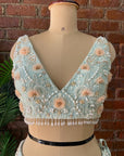 Mint 3D Embroidered Lehenga Set - design lehenga design
