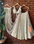 Mint 3D Embroidered Lehenga Set - design lehenga design