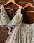 Mint 3D Embroidered Lehenga Set - design lehenga design