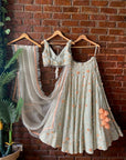 Mint 3D Embroidered Lehenga Set - design lehenga design