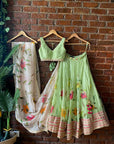Mint Hand Painted Organza Lehenga Set - organza lehenga Sydney