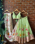Mint Hand Painted Organza Lehenga Set - organza lehenga Sydney