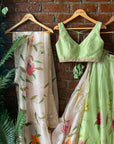 Mint Hand Painted Organza Lehenga Set - organza lehenga Sydney