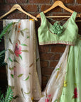 Mint Hand Painted Organza Lehenga Set - organza lehenga Sydney