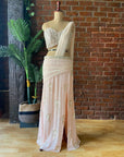 Powder Pink Draped Saree - indian saree