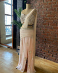Powder Pink Draped Saree - indian saree
