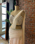 Powder Pink Draped Saree - indian saree