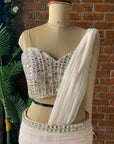 Powder Pink Draped Saree - indian saree