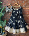 Black Lehenga Set with Mirror Work Blouse - black lehenga Australia