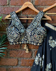 Black Lehenga Set with Mirror Work Blouse - black lehenga Australia