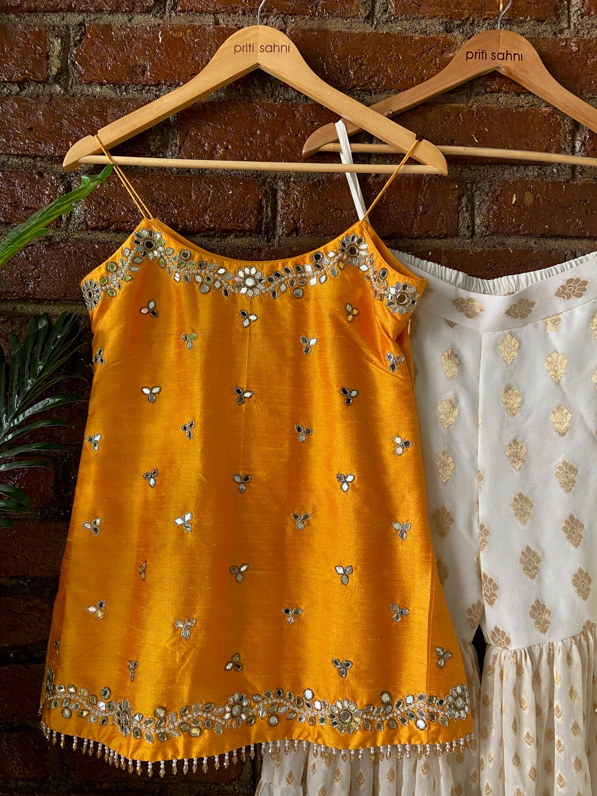 Yellow and Ivory Sharara Set - indian ethnic wear