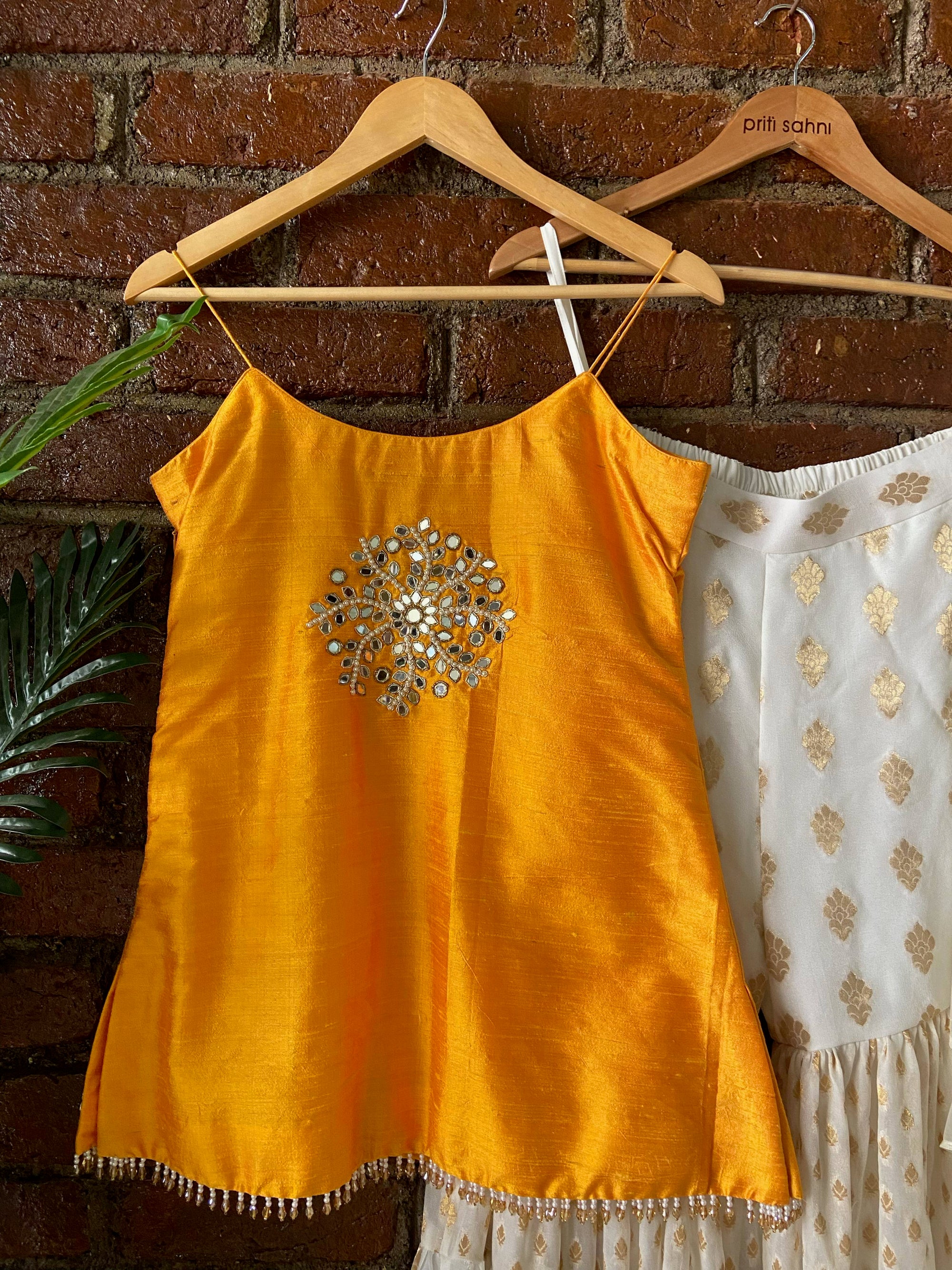 Yellow and Ivory Sharara Set - indian ethnic wear