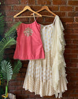 Peach and Ivory Mirror work Sharara Set - sharara Sydney