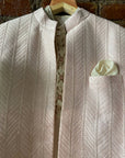 Powder Pink and Ivory Jacket Sherwani Set - indian dress for men