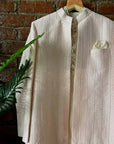 Powder Pink and Ivory Jacket Sherwani Set - indian dress for men