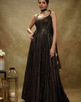 Black and Gold Sequin Anarkali Gown - anarkali dress