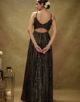 Black and Gold Sequin Anarkali Gown - anarkali dress