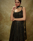 Black and Gold Sequin Anarkali Gown - anarkali dress