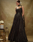 Black and Gold Sequin Anarkali Gown - anarkali dress
