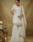 Ivory Gota Mirror Sharara Kurta Set - ladies outfit