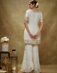 Ivory Gota Mirror Sharara Kurta Set - ladies outfit