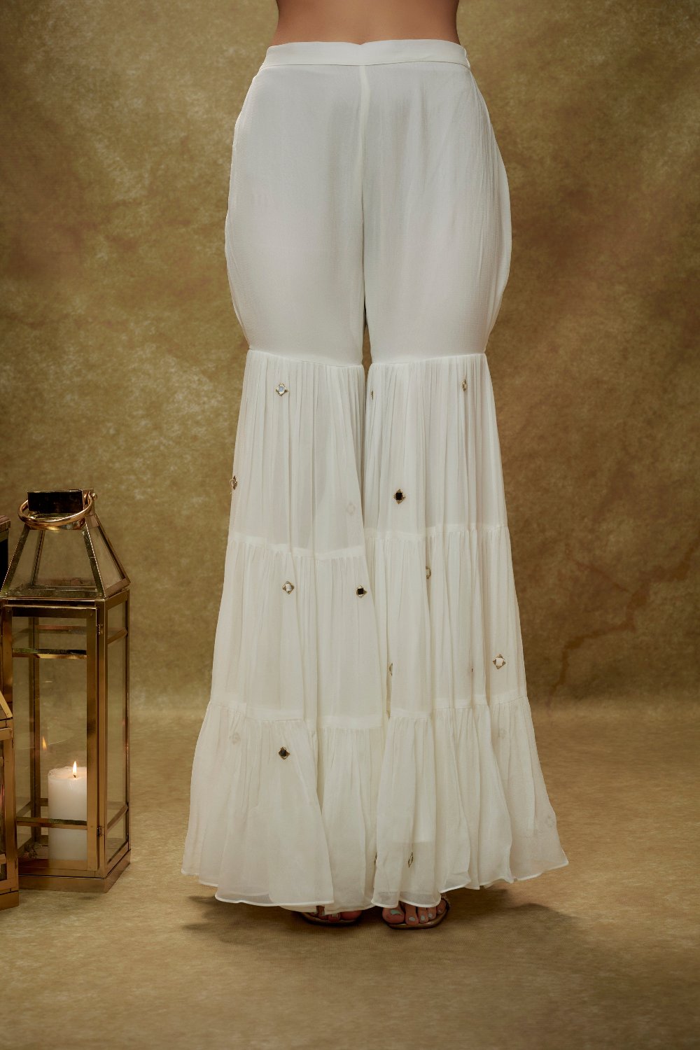 Ivory Gota Mirror Sharara Kurta Set - ladies outfit