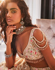 Ivory Organza Embroidered Set - indian dresses
