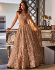 Gold Embroidered Organza Lehenga Set - indian wear for women