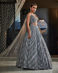 Grey Embroidered Organza Lehenga Set - ladies indian outfits