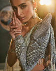 Grey Embroidered Organza Lehenga Set - ladies indian outfits