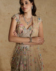 Peach Net Thread Work Lehenga - lehenga Australia