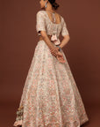 Peach Raw Silk Lace and Resham Embroidered Lehenga - lehenga choli Canada