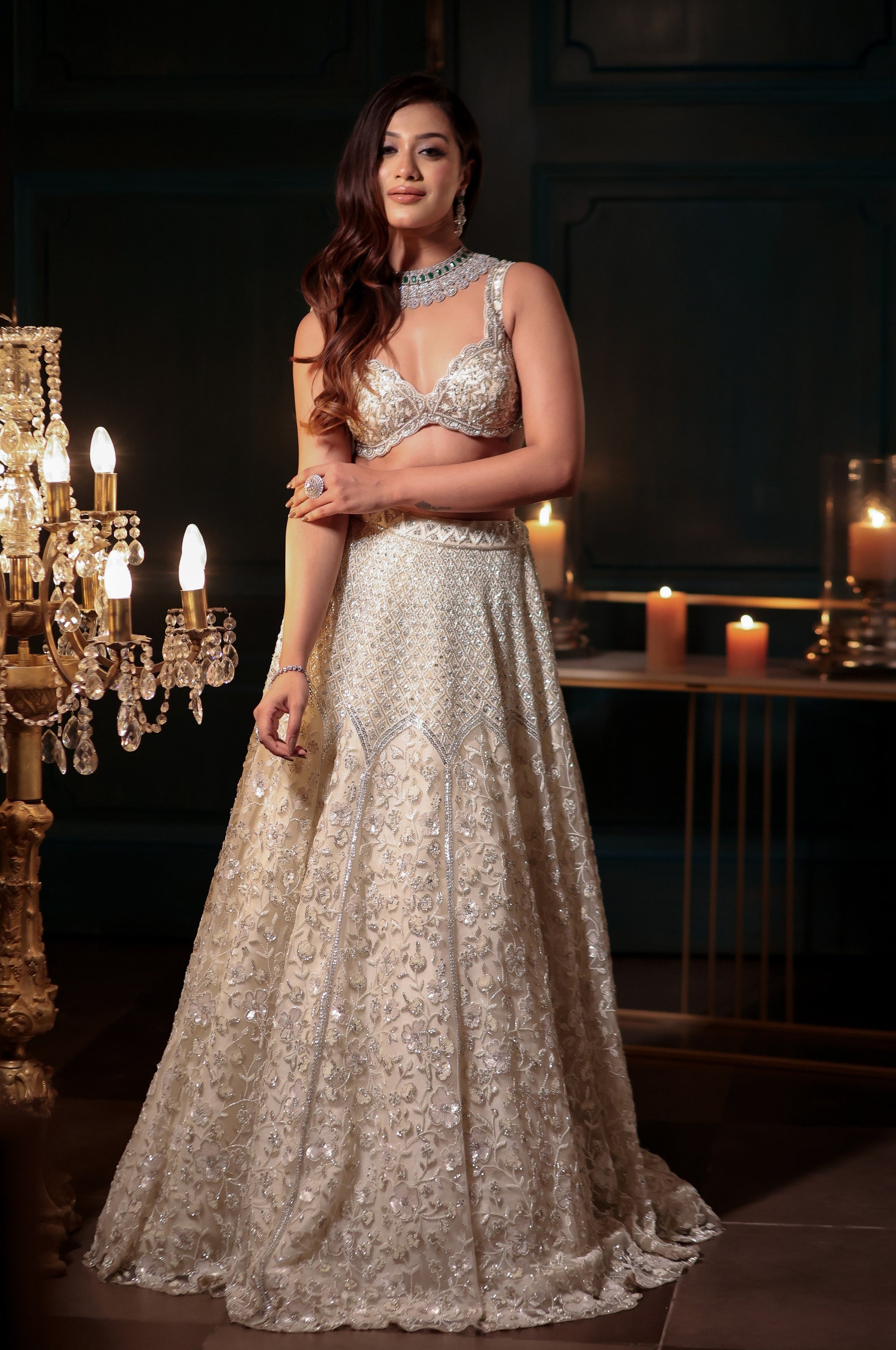 Ivory Sequin Lehenga Set - ivory lehenga Australia